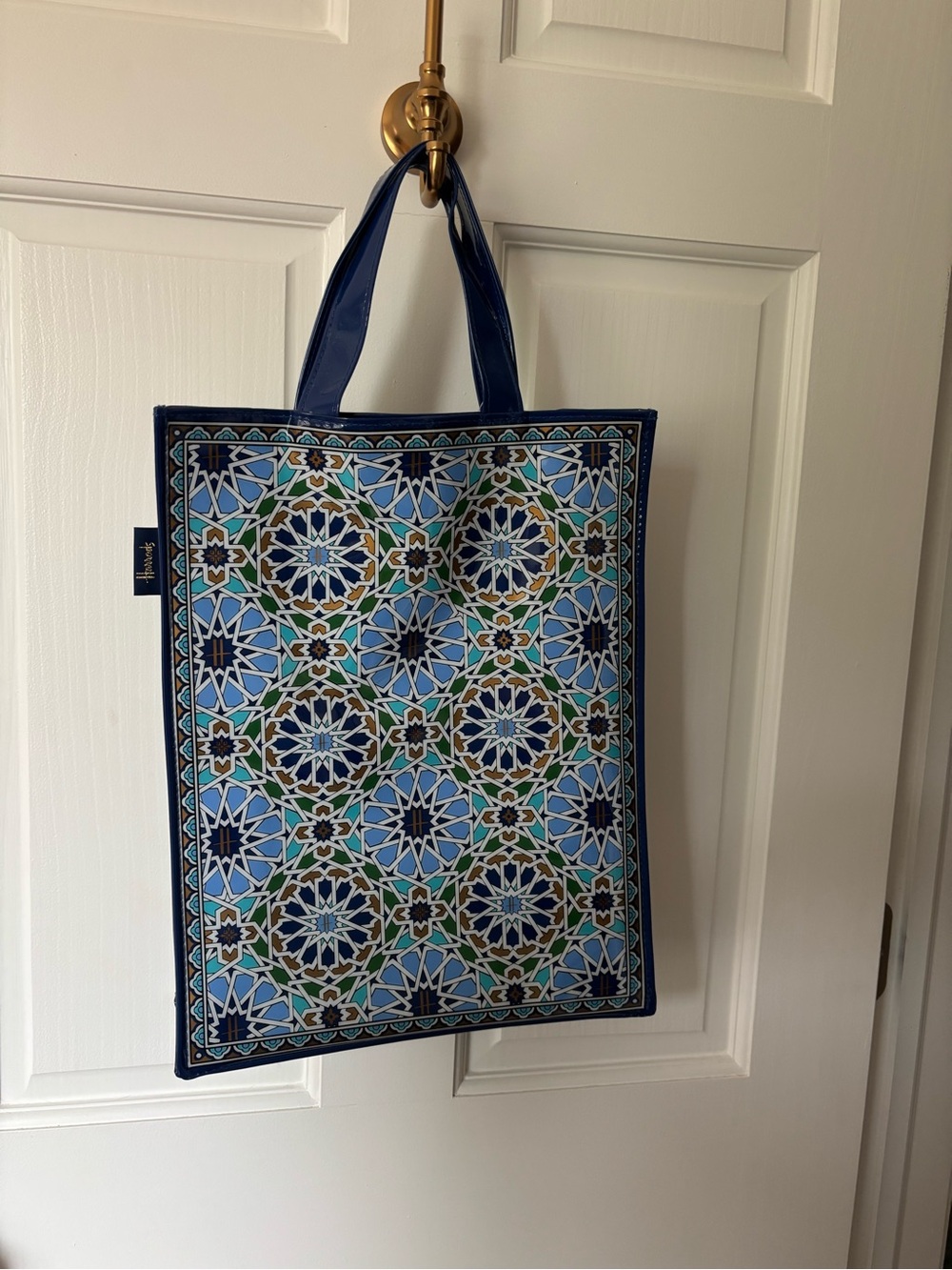 Harrods Blue Mosaic Print Tote Bag
